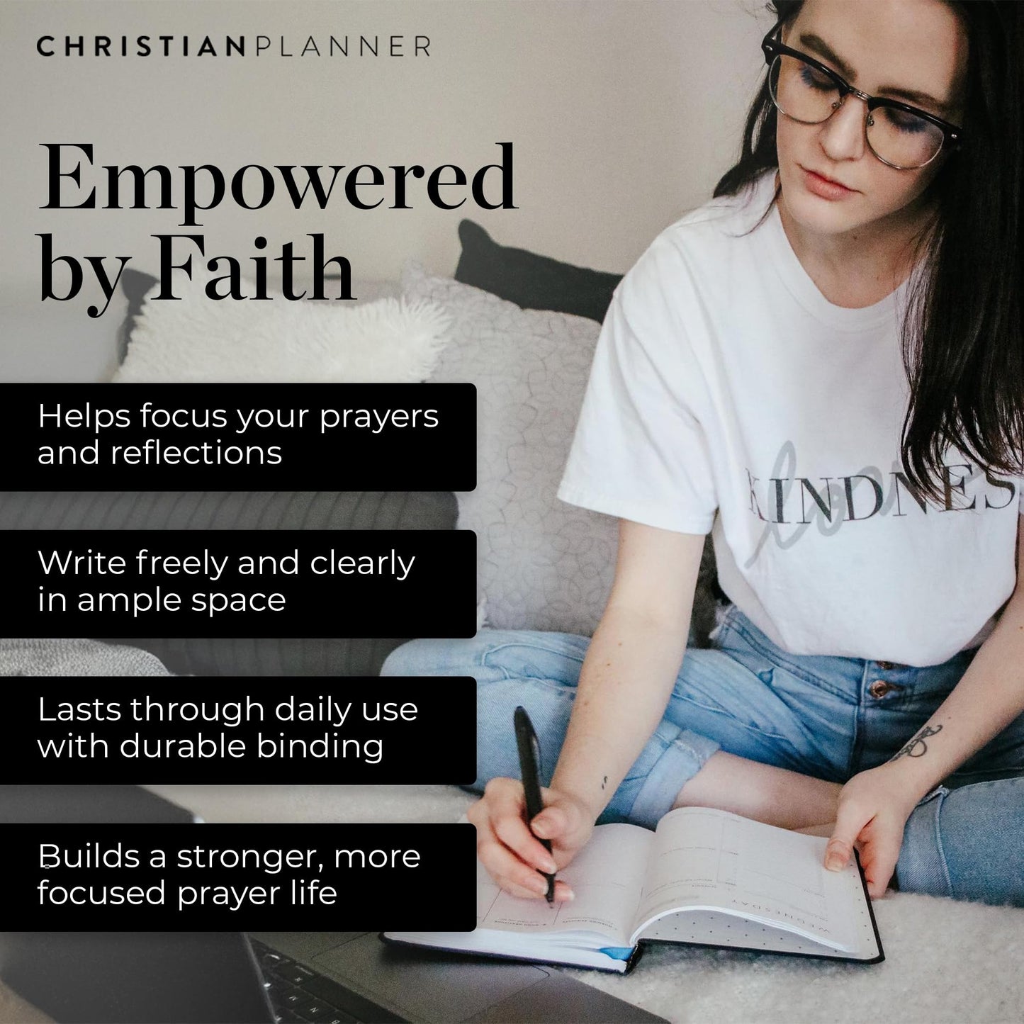 Daily Prayer Journal by Christian Planner 6 Month Undated Journal - Inspire Your Connection with The Lord - Prayer Habits & Bible Study (Indigo Blue)