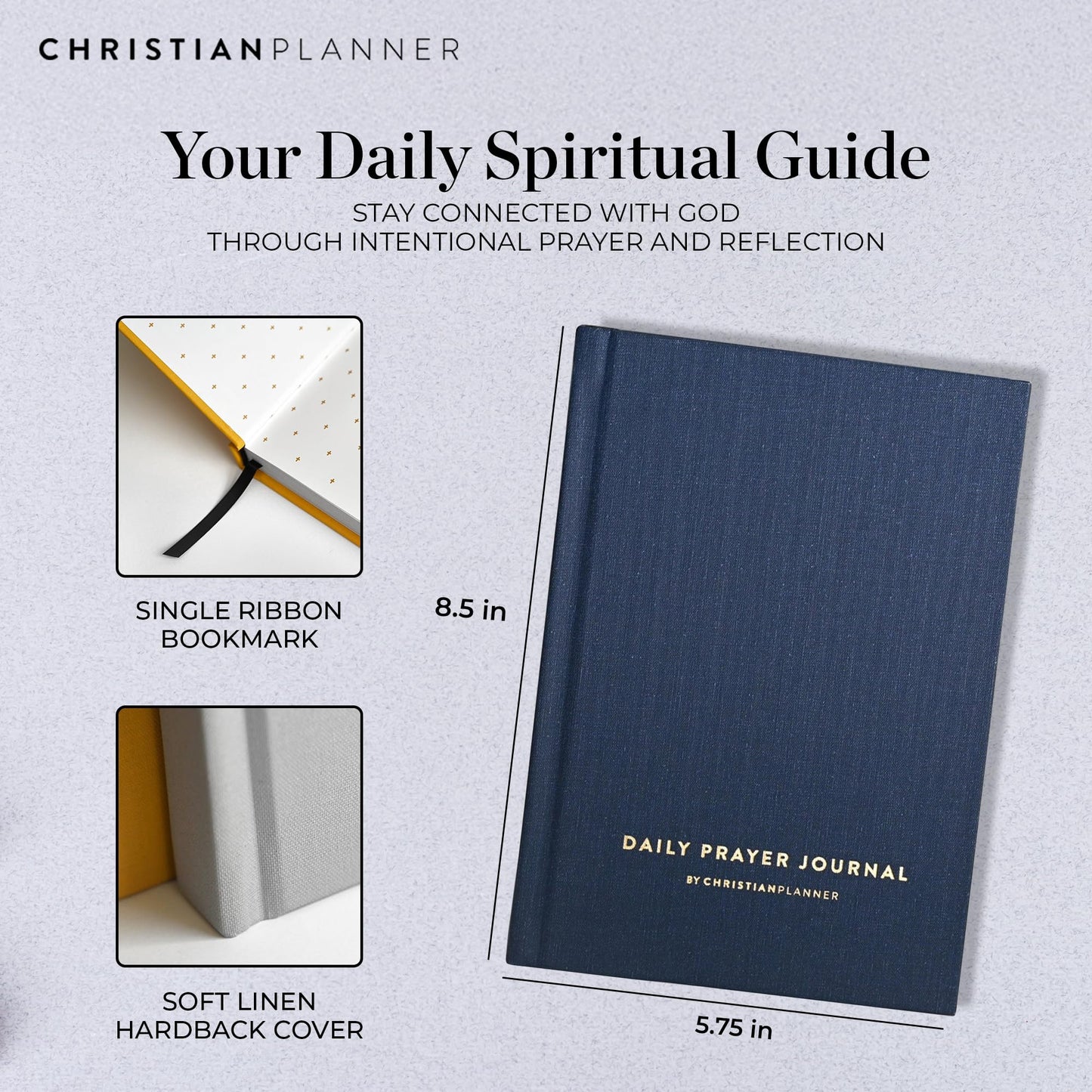 Daily Prayer Journal by Christian Planner 6 Month Undated Journal - Inspire Your Connection with The Lord - Prayer Habits & Bible Study (Indigo Blue)