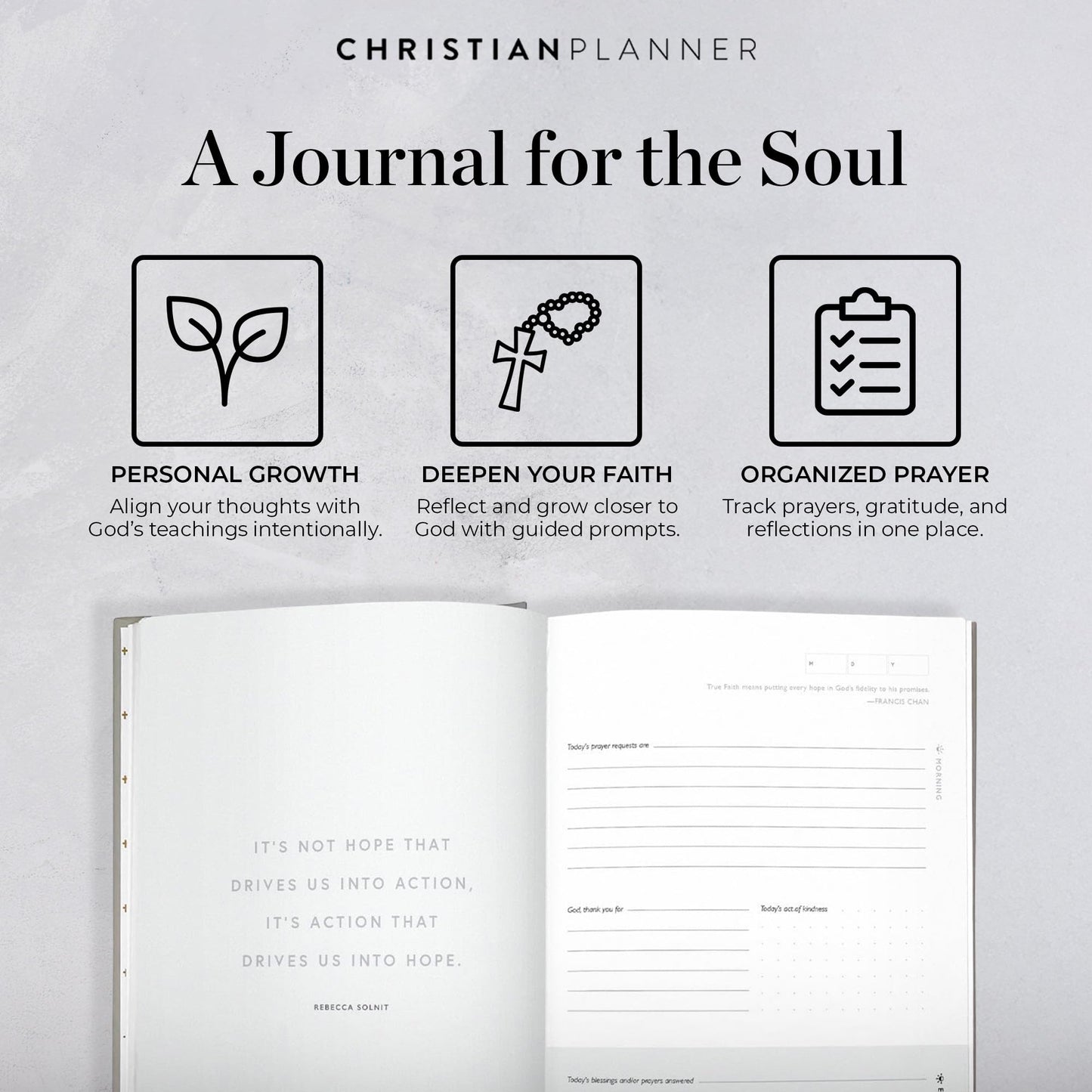 Daily Prayer Journal by Christian Planner 6 Month Undated Journal - Inspire Your Connection with The Lord - Prayer Habits & Bible Study (Indigo Blue)